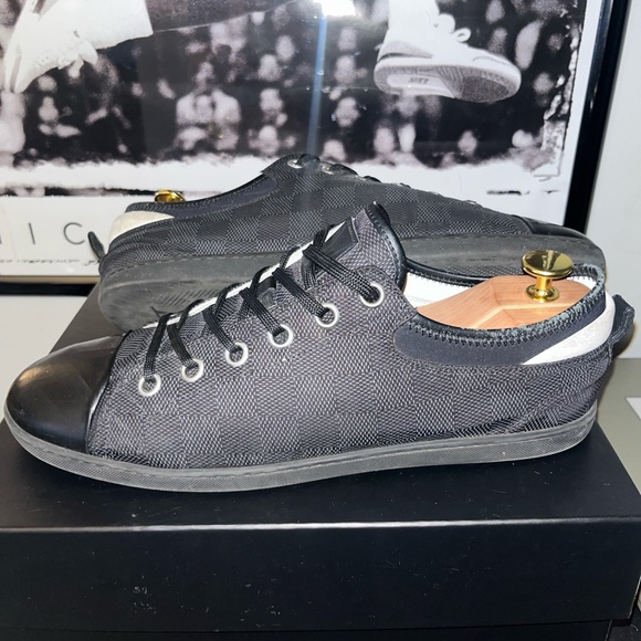 Louis Vuitton Graphite Damier Leather Low Zip Sneakers - Picture 1 of 7
